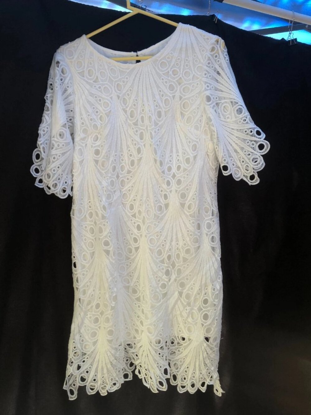 52Seven Women's Dress Size 14 White Lace Short Sleeve Shift - Picture 8 of 14